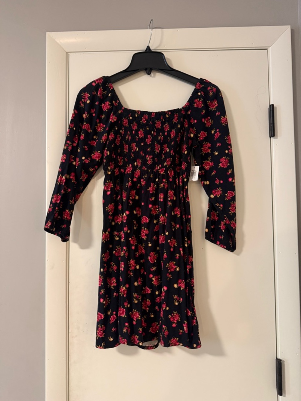 Old Navy Black Dress with Red Floral Print